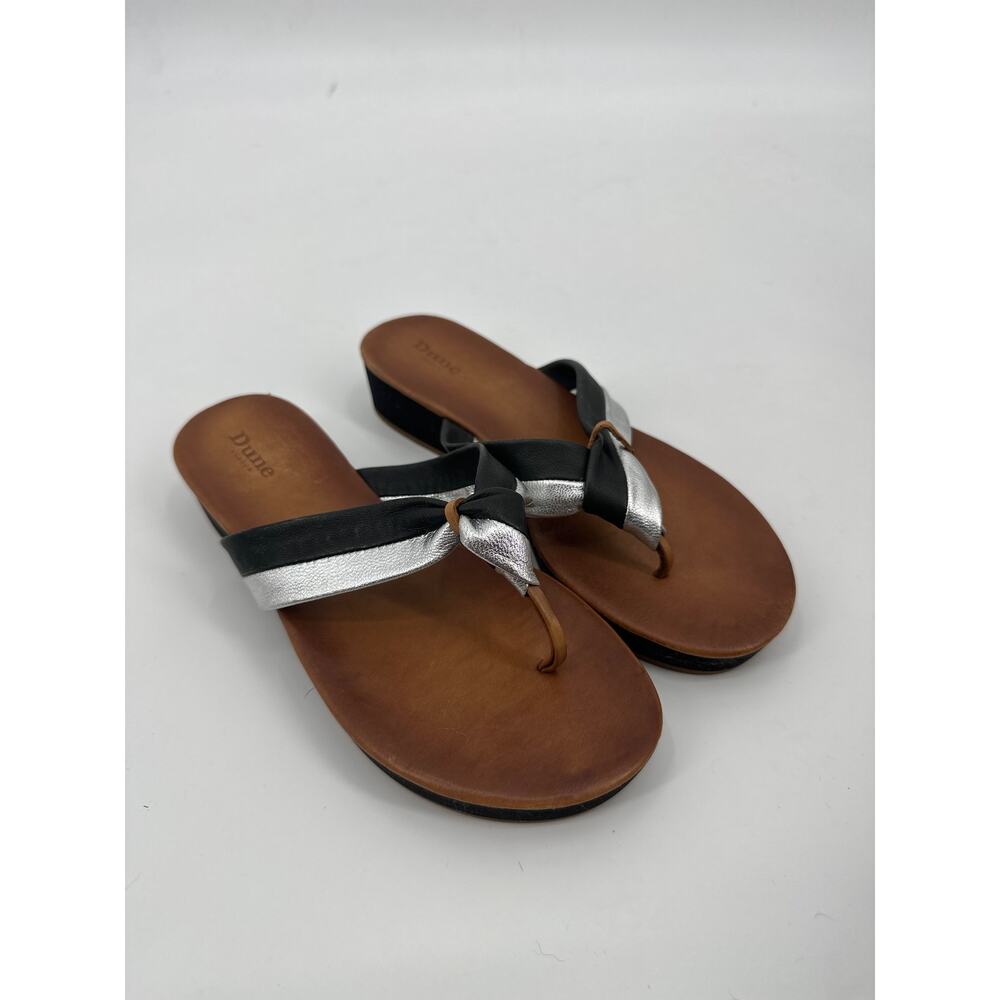 Dune London Women's Jannys Black Leather Sandal Flip Flop Size 37/ US 7